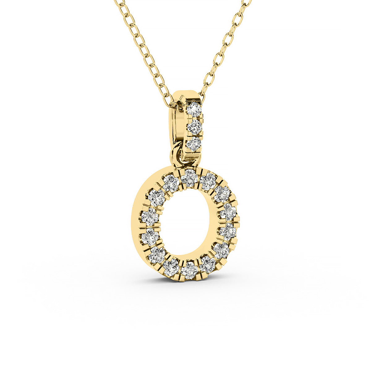 Diamond initial pendant 14K yellow/white/rose P1234-O 8mm