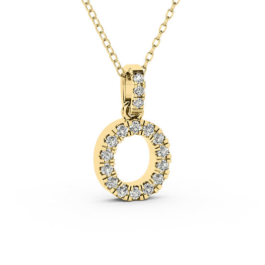 Diamond initial pendant 14K yellow/white/rose P1234-O 8mm