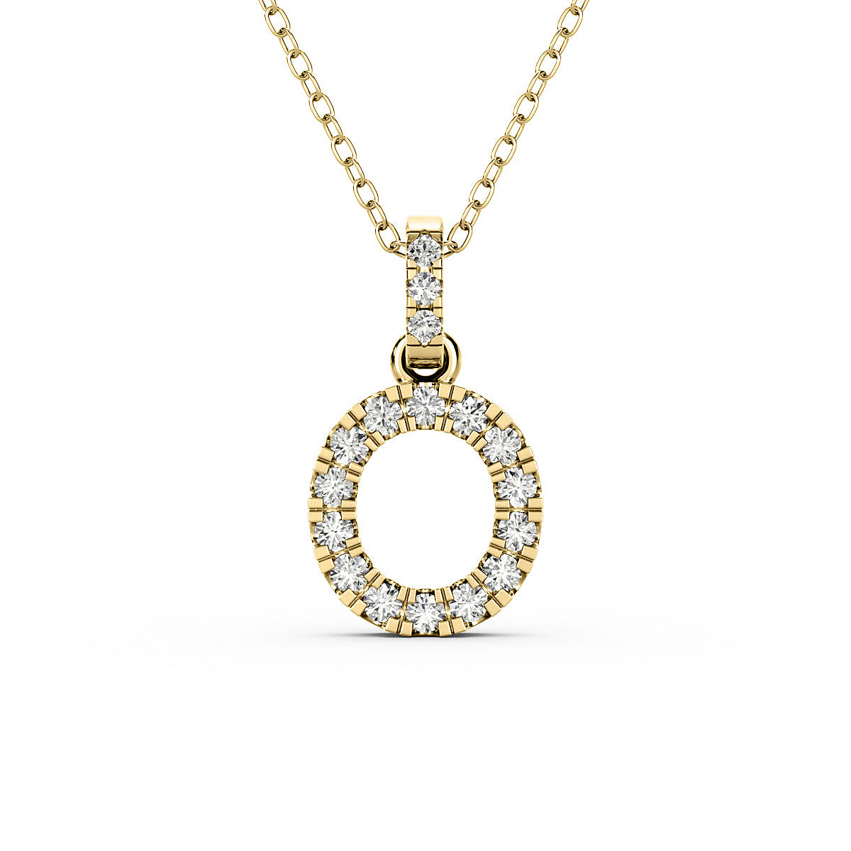 Diamond initial pendant 14K yellow / white / rose P1234 8mm