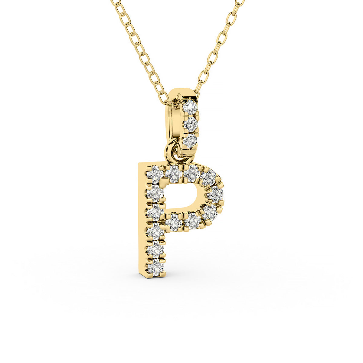 Diamond initial pendant 14K yellow/white/rose P1234-P 8mm