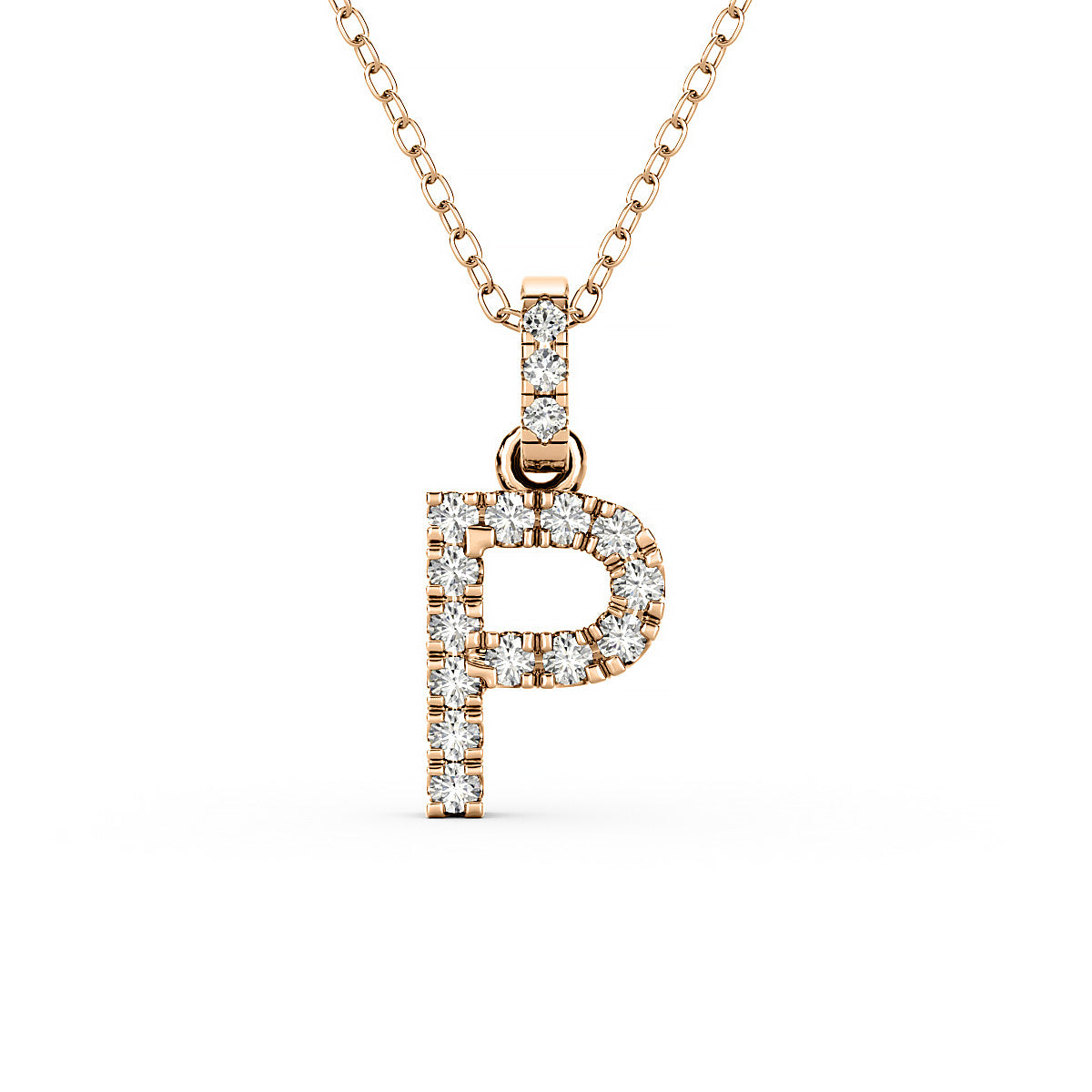 Diamond initial pendant 14K yellow/white/rose P1234-P 8mm