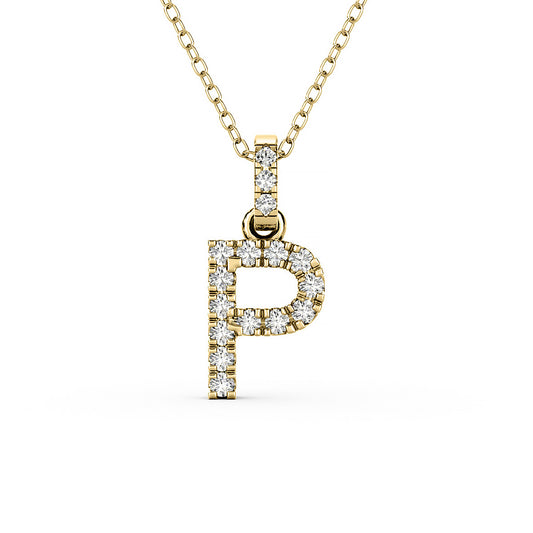 Diamond initial pendant 14K yellow/white/rose P1234-P 8mm