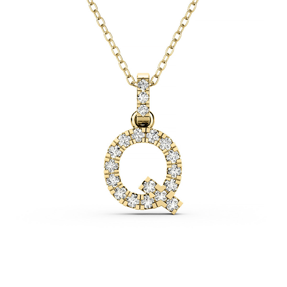 Diamond initial pendant 14K yellow / white / rose P1234 8mm