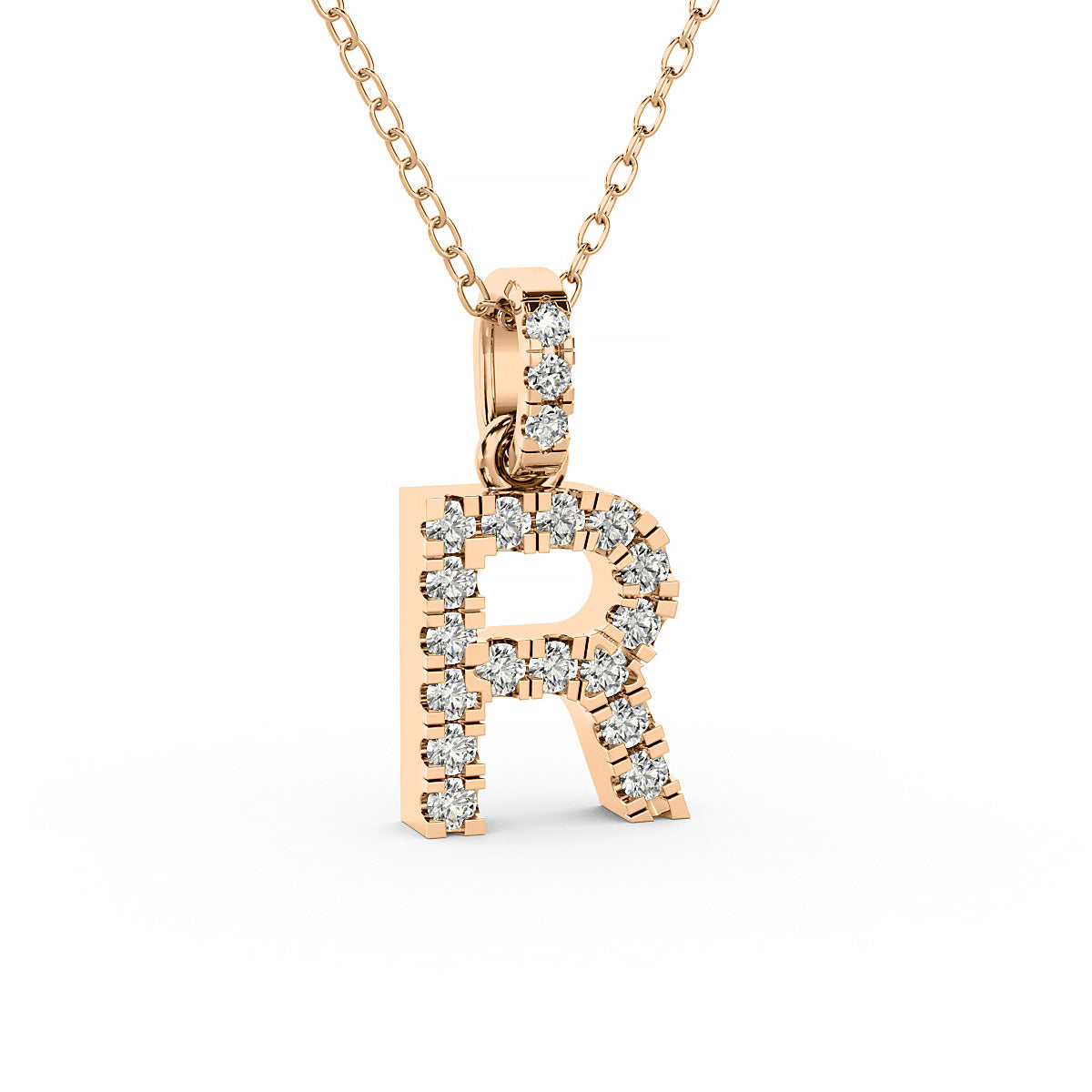 Diamond initial pendant 14K yellow/white/rose P1234-R 8mm