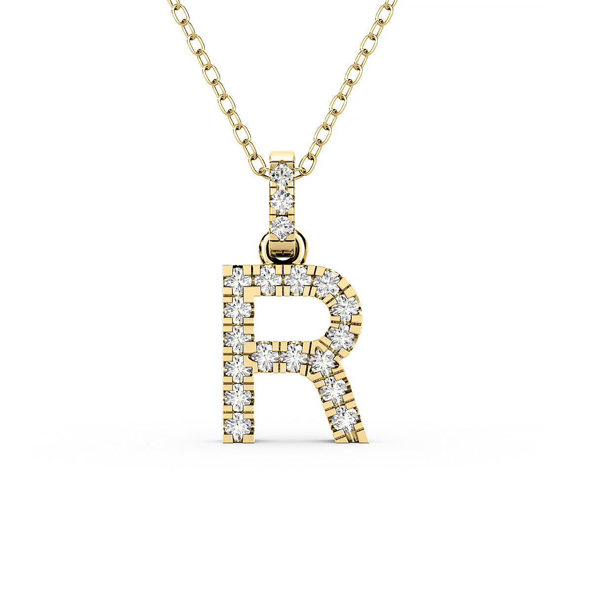 Diamond initial pendant 14K yellow / white / rose P1234 8mm