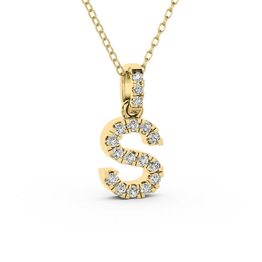 Diamond initial pendant 14K yellow/white/rose P1234-S 8mm