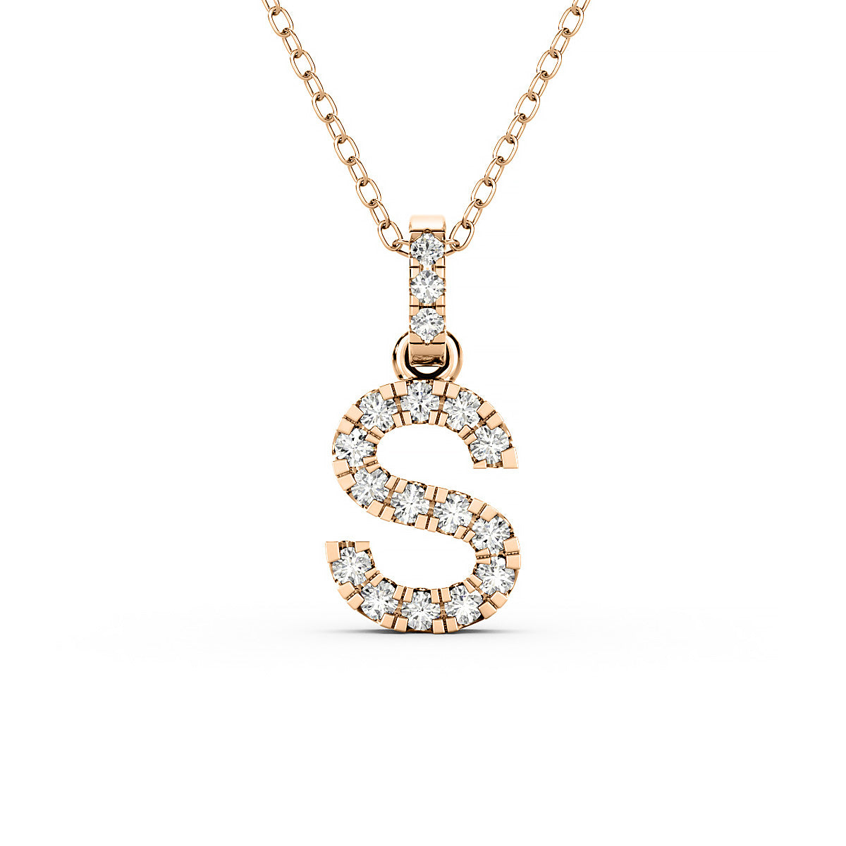 Diamond initial pendant 14K yellow/white/rose P1234-S 8mm