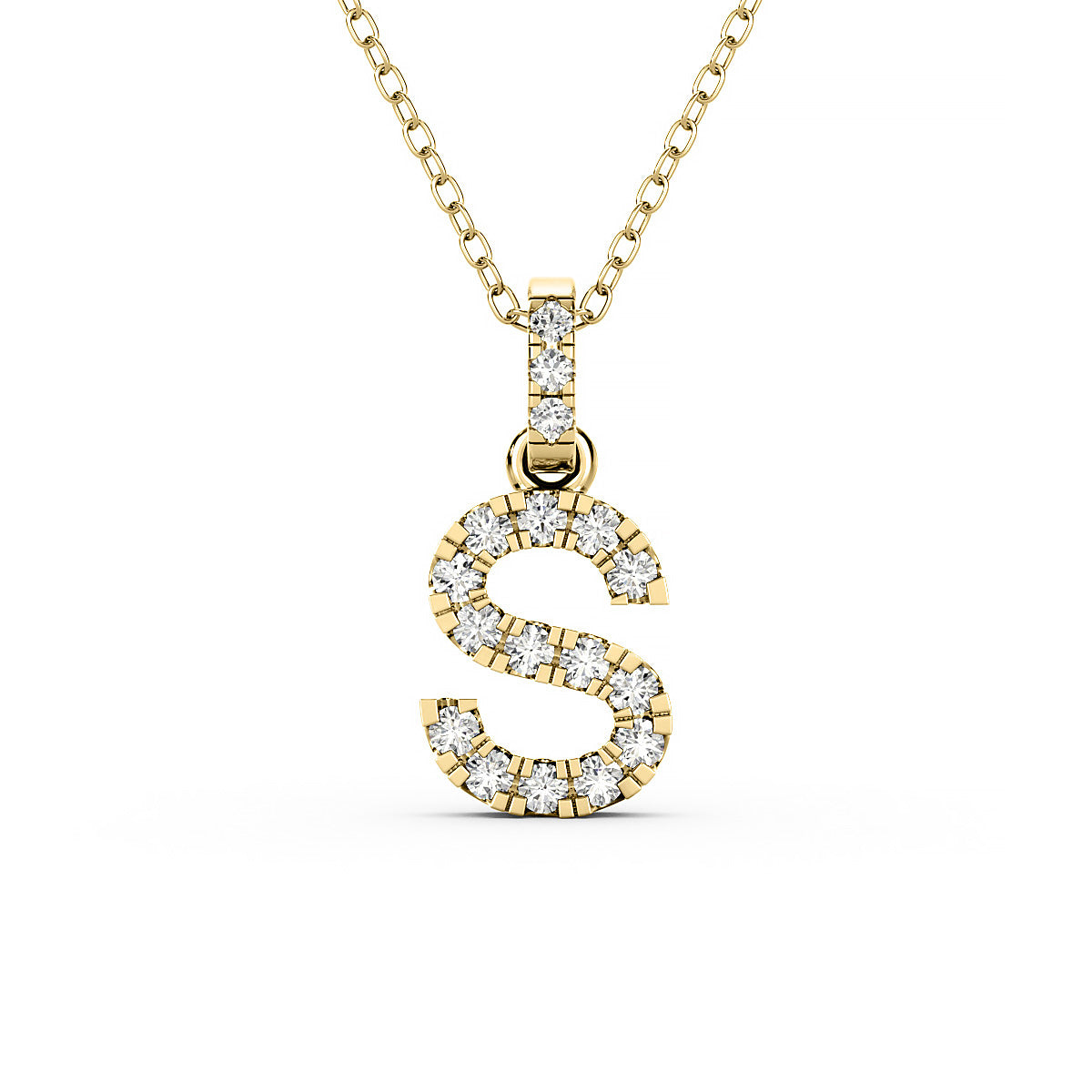 Diamond initial pendant 14K yellow/white/rose P1234-S 8mm