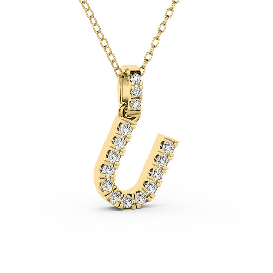 Diamond initial pendant 14K yellow/white/rose P1234-U 8mm