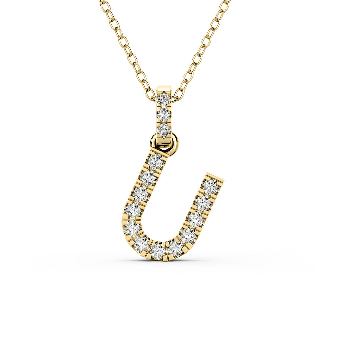 Diamond initial pendant 14K yellow/white/rose P1234-U 8mm