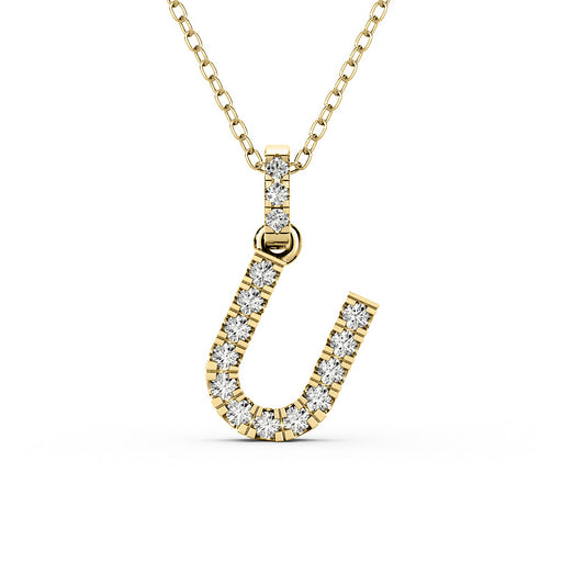 Diamond initial pendant 14K yellow/white/rose P1234-U 8mm