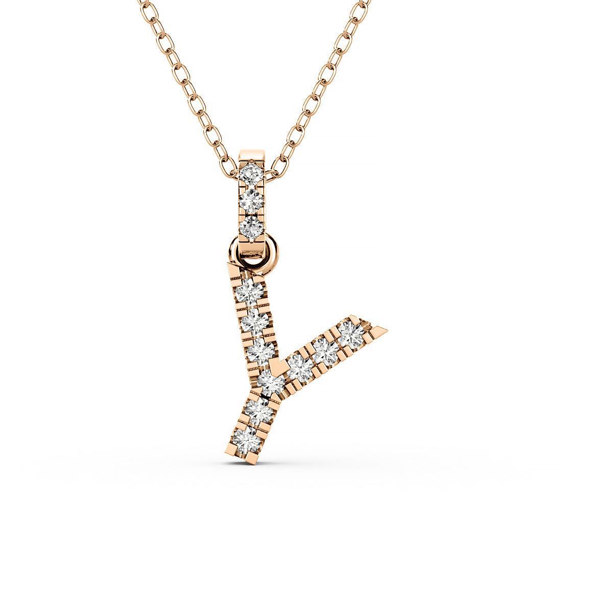 Diamond initial pendant 14K yellow / white / rose P1234 8mm