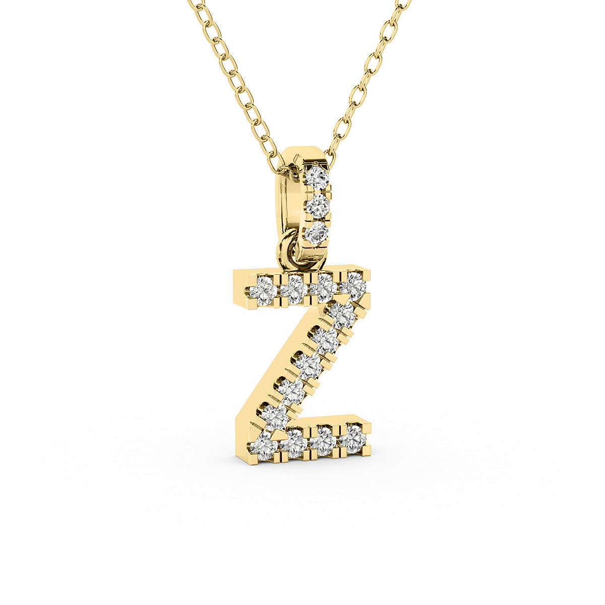 Diamond initial pendant 14K yellow/white/rose P1234-Z 8mm