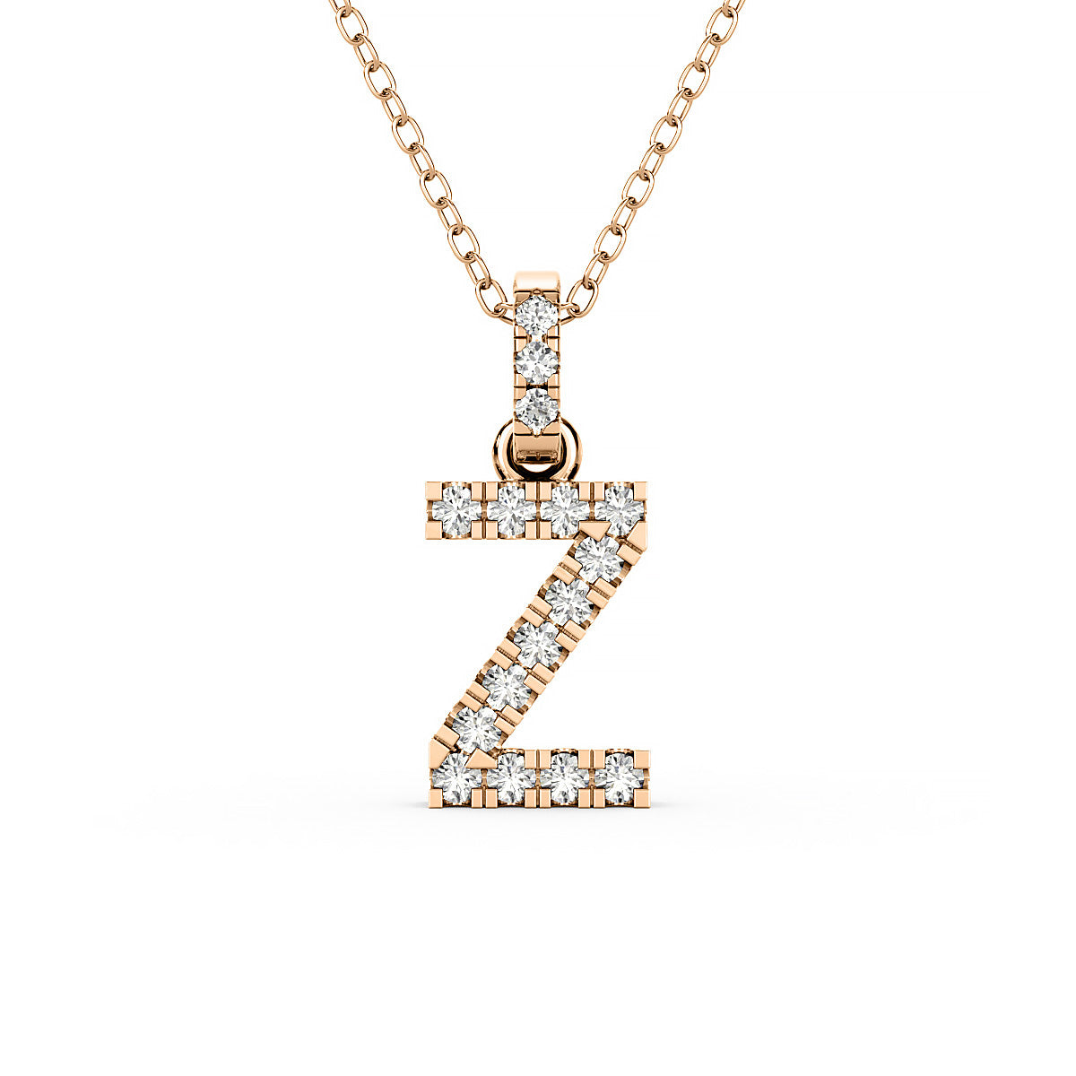 Diamond initial pendant 14K yellow/white/rose P1234-Z 8mm