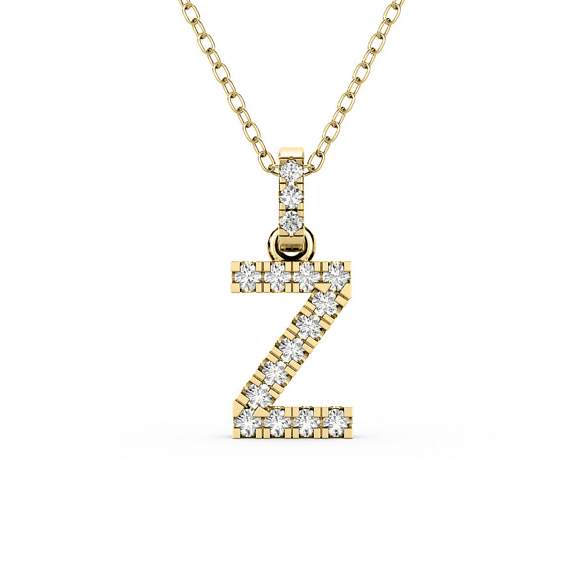 Diamond initial pendant 14K yellow / white / rose P1234 8mm