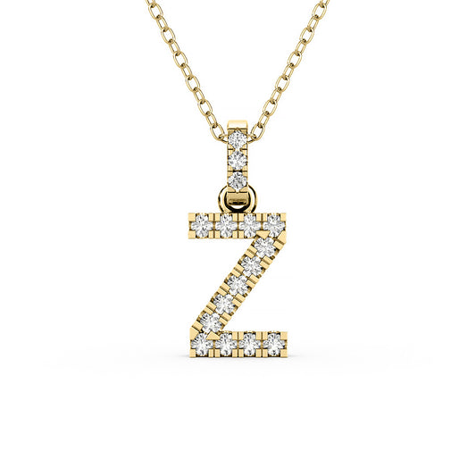 Diamond initial pendant 14K yellow/white/rose P1234-Z 8mm