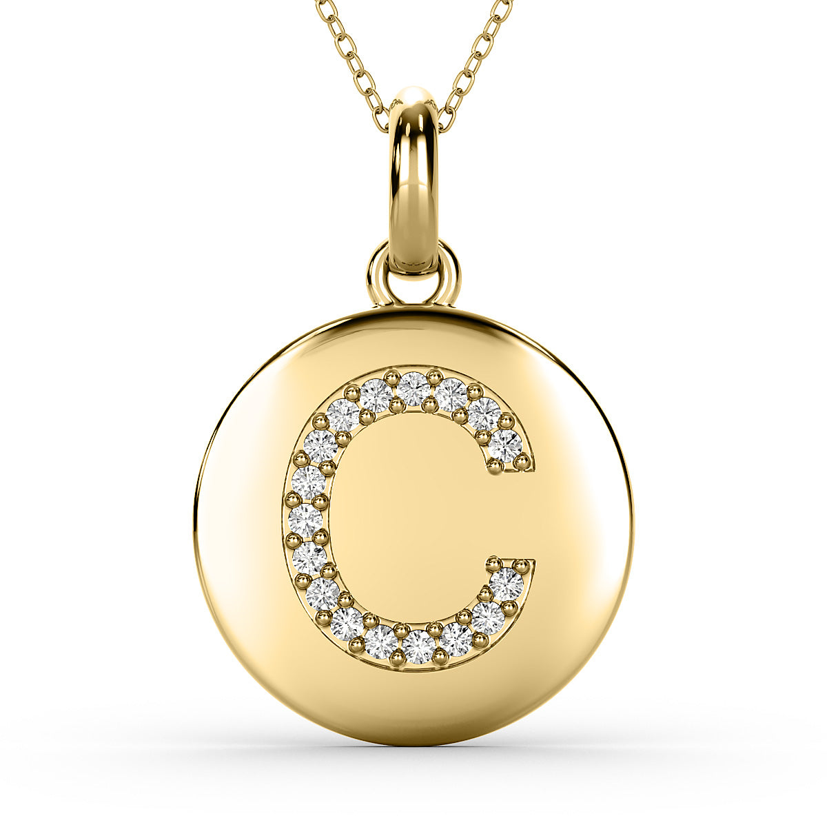 Diamond initial pendant 14K white/yellow/rose P1235-18mm