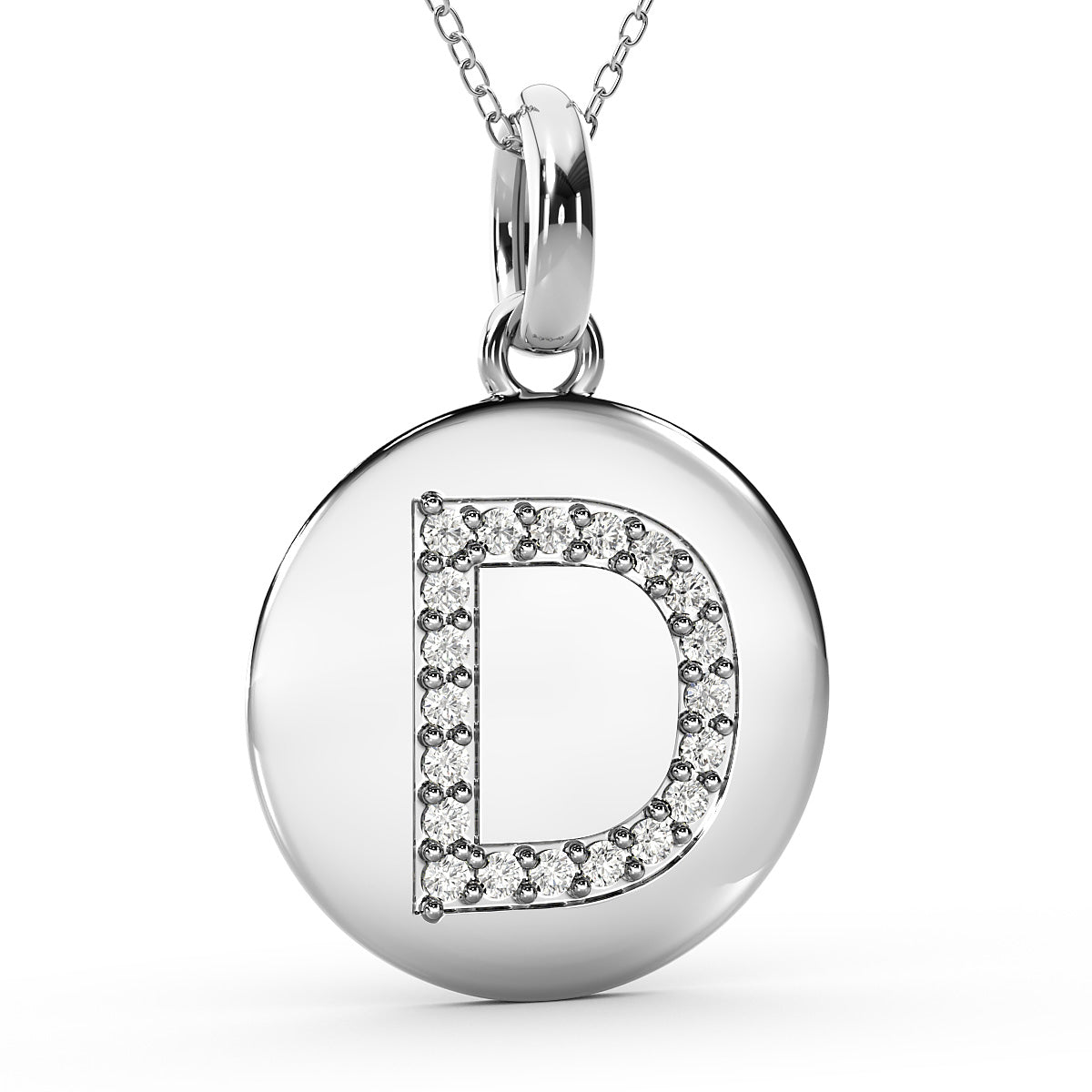 Diamond initial pendant 14K white/yellow/rose P1235-18mm