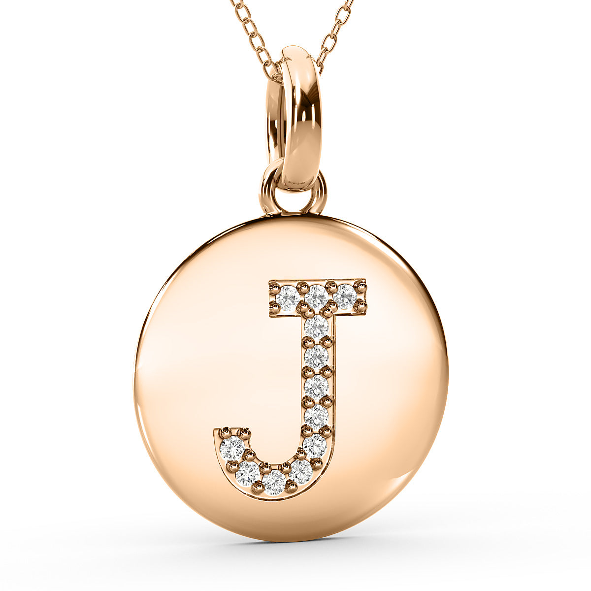 Diamond initial pendant 14K white/yellow/rose P1235-18mm