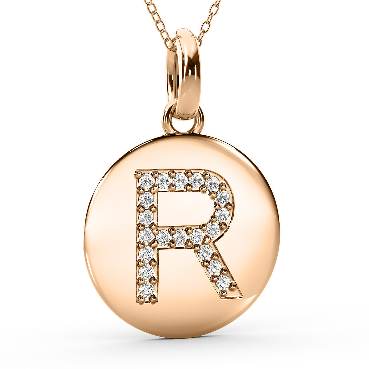 Diamond initial pendant 14K white/yellow/rose P1235-18mm