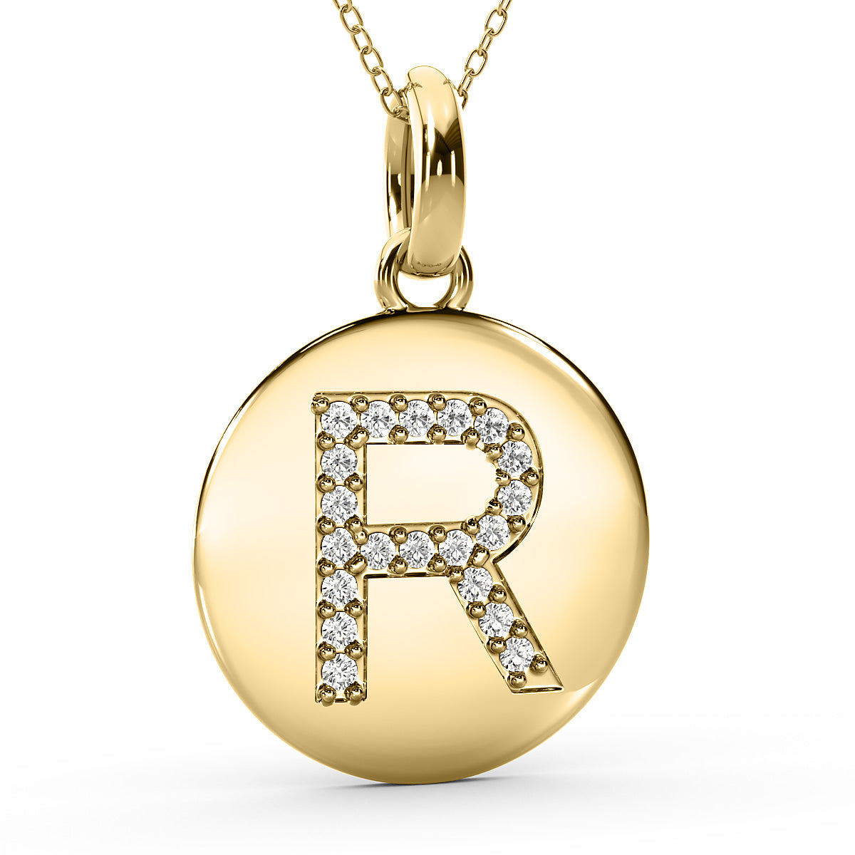 Diamond initial pendant 14K white/yellow/rose P1235-18mm