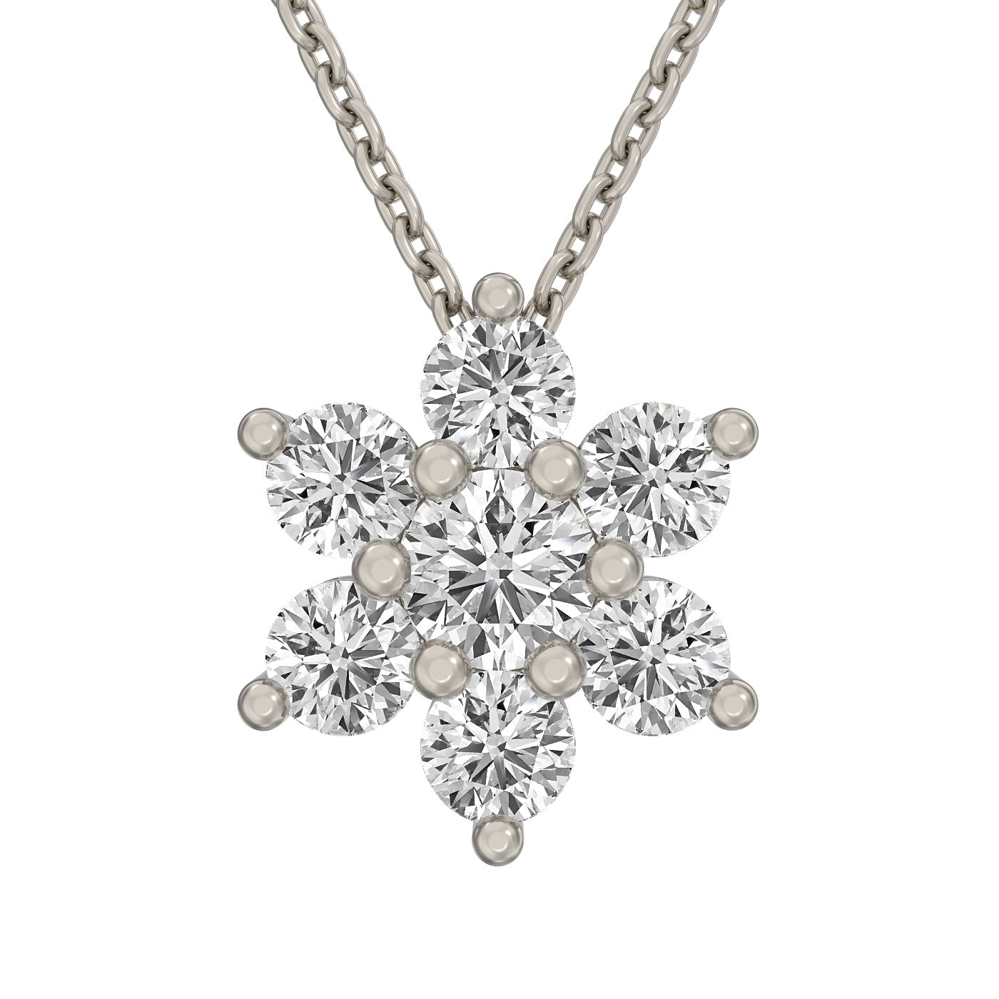 Diamond flower necklace pendant 14k white/yellow/rose P134