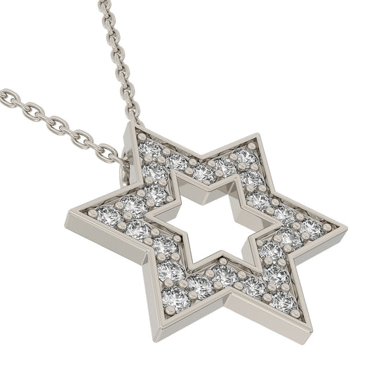 Diamond Star of David Necklace pendant 14K white/yellow/rose P813