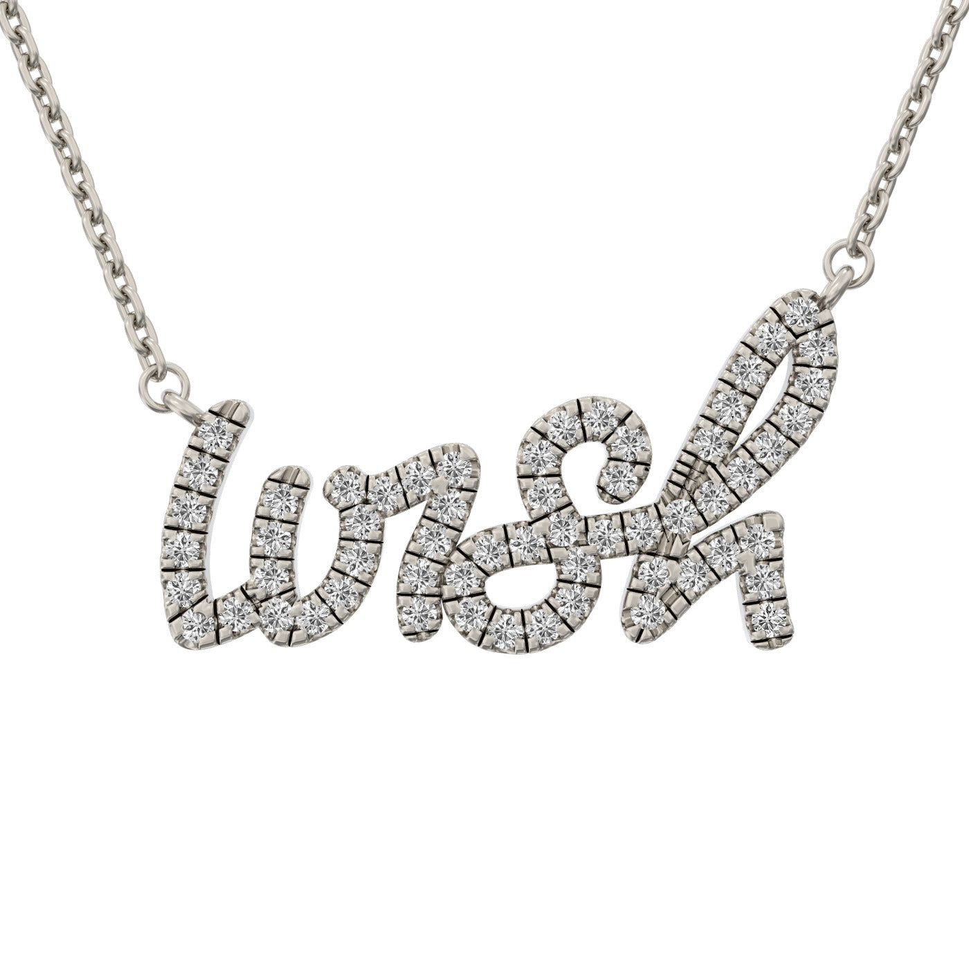 Diamond words necklace pendant 14k yellow/white/rose