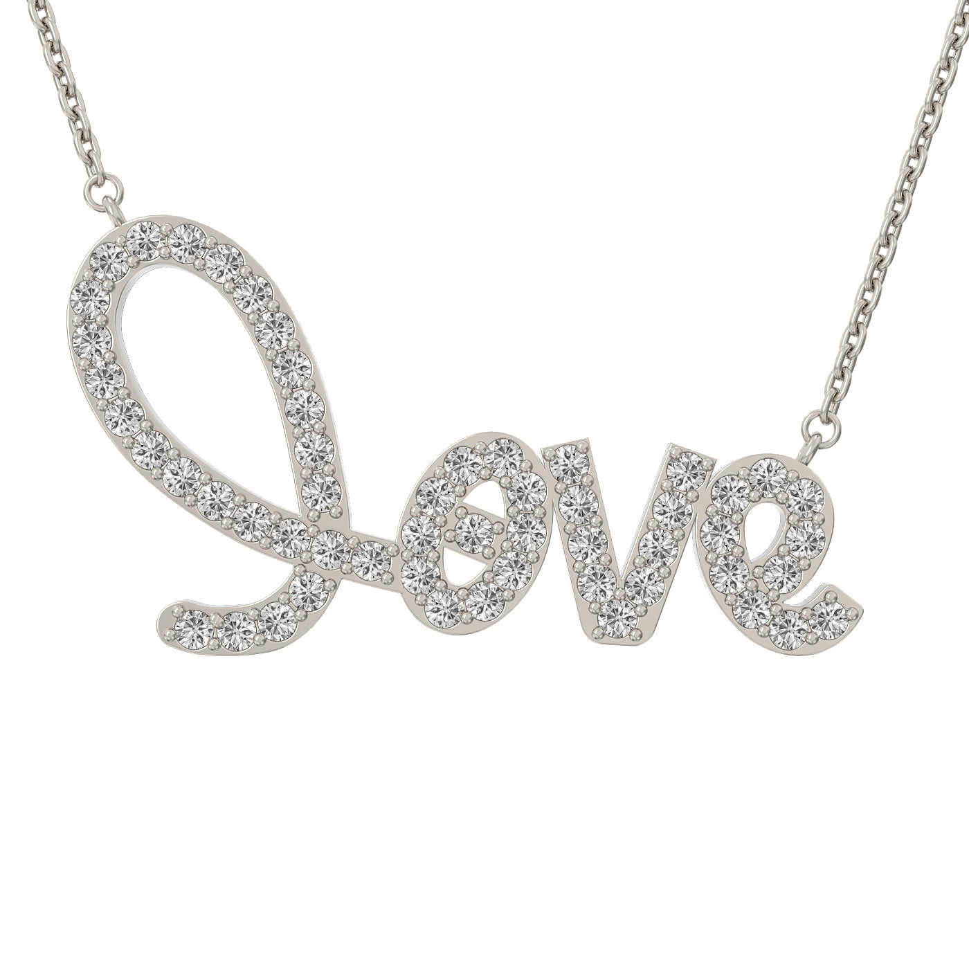 Diamond words necklace pendant 14k yellow/white/rose