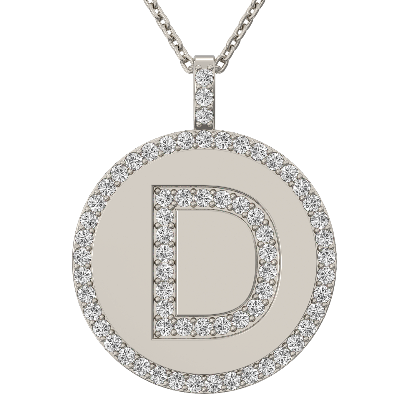 Diamond initial pendant 14K white/yellow/rose P943-19mm