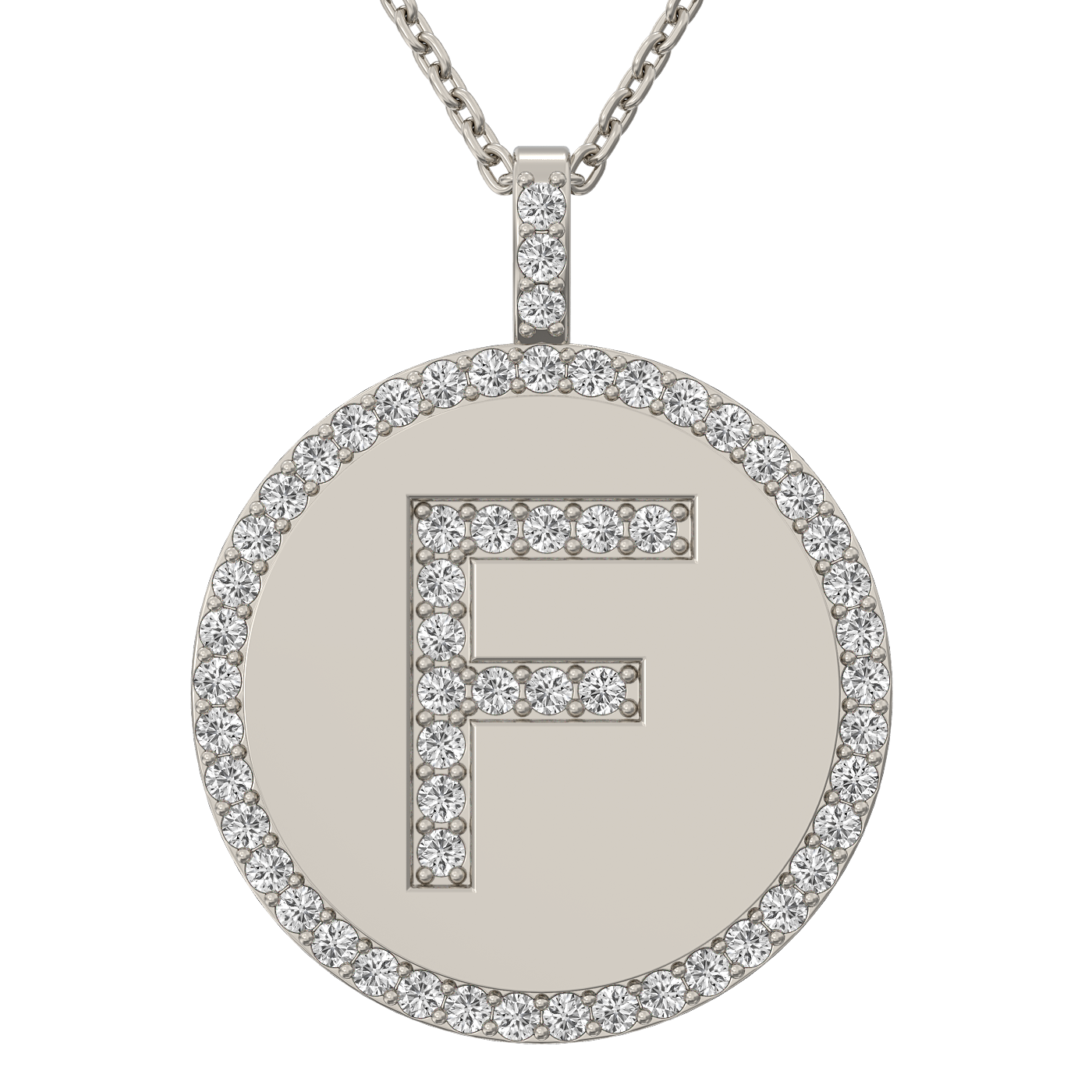 Diamond initial pendant 14K white/yellow/rose P943-19mm