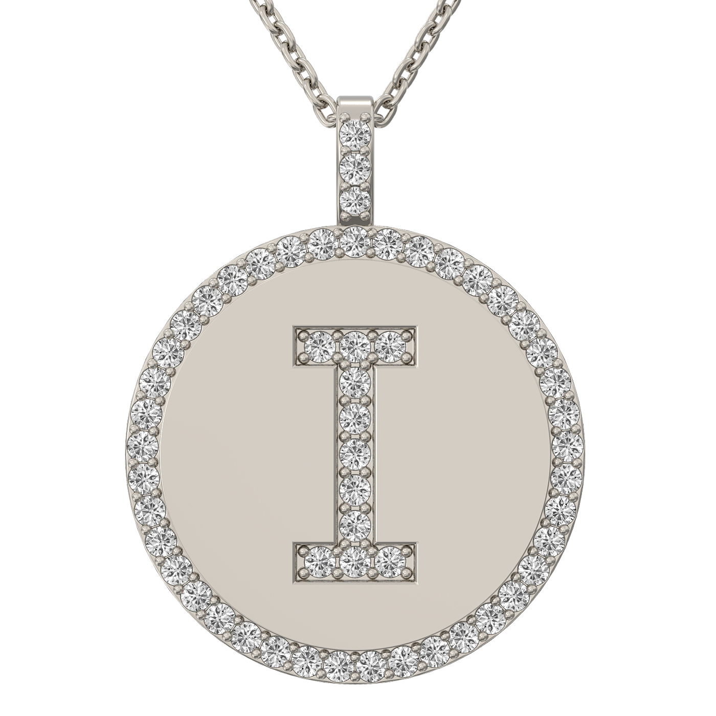 Diamond initial pendant 14K white/yellow/rose P943-19mm