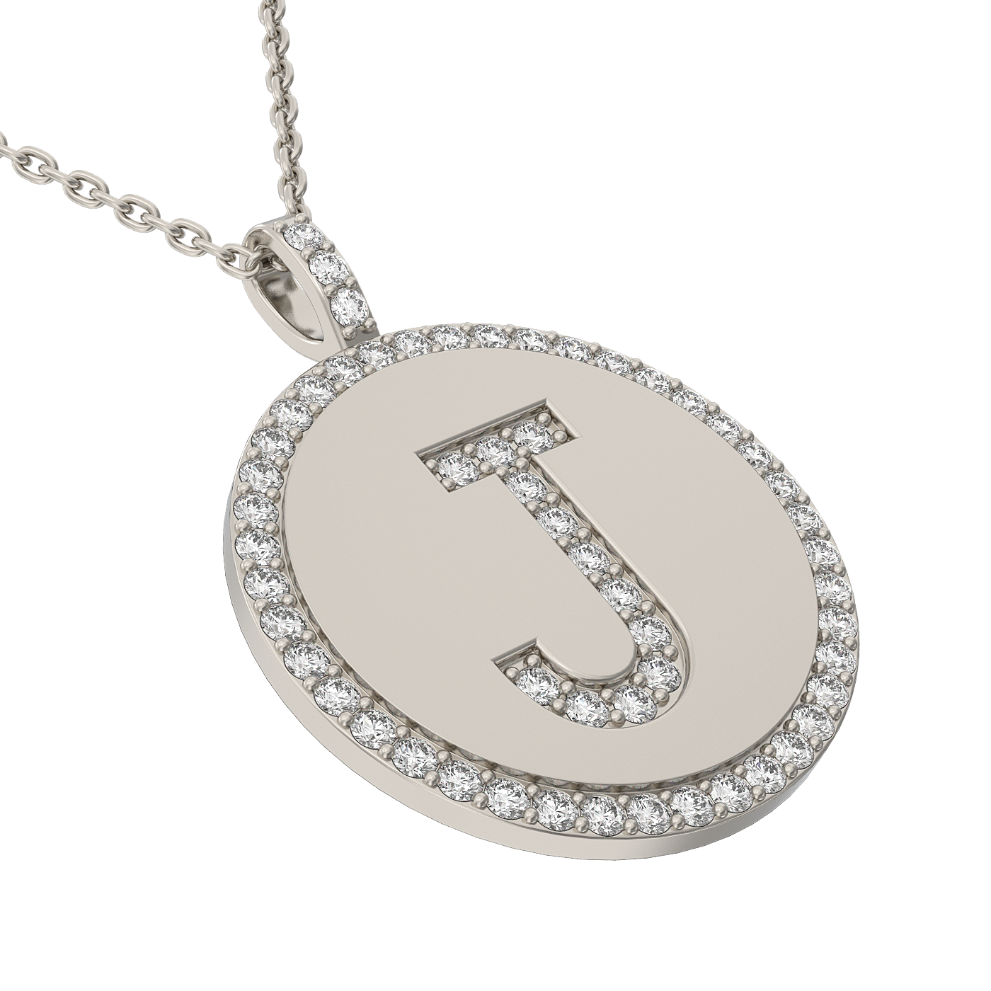 Diamond initial pendant 14K white/yellow/rose P943-19mm