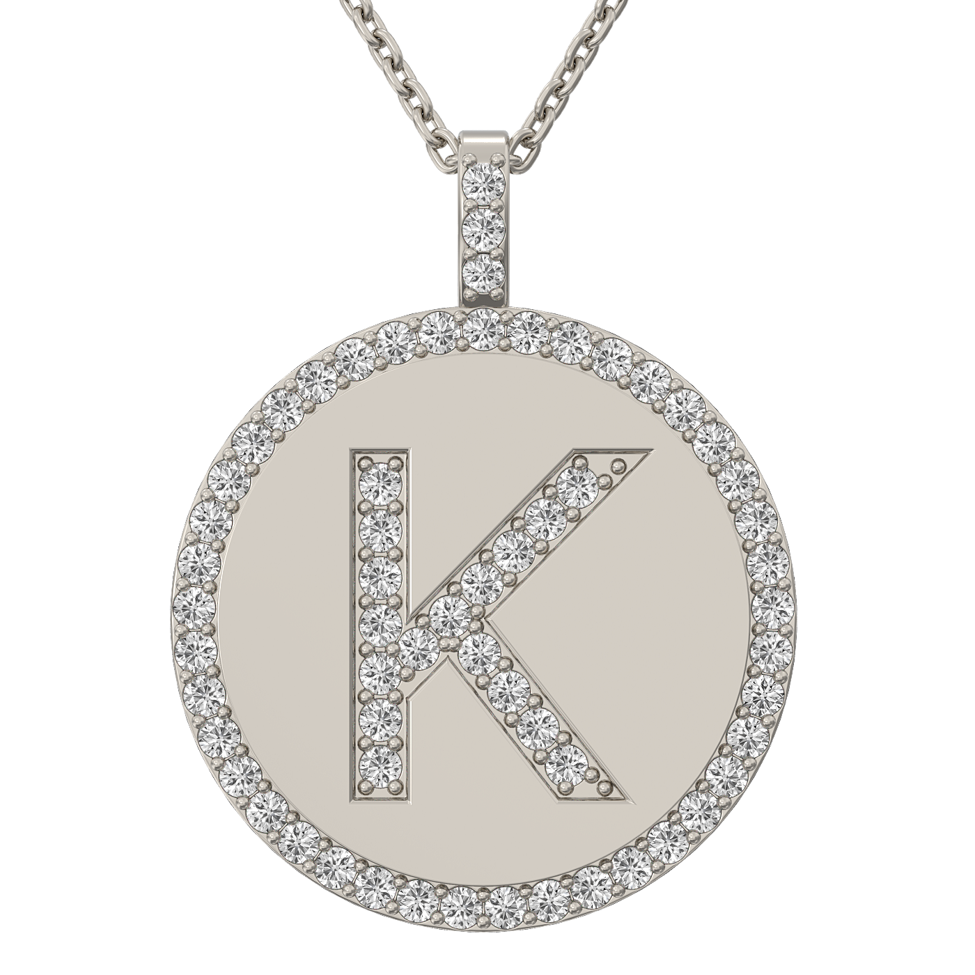 Diamond initial pendant 14K white/yellow/rose P943-19mm