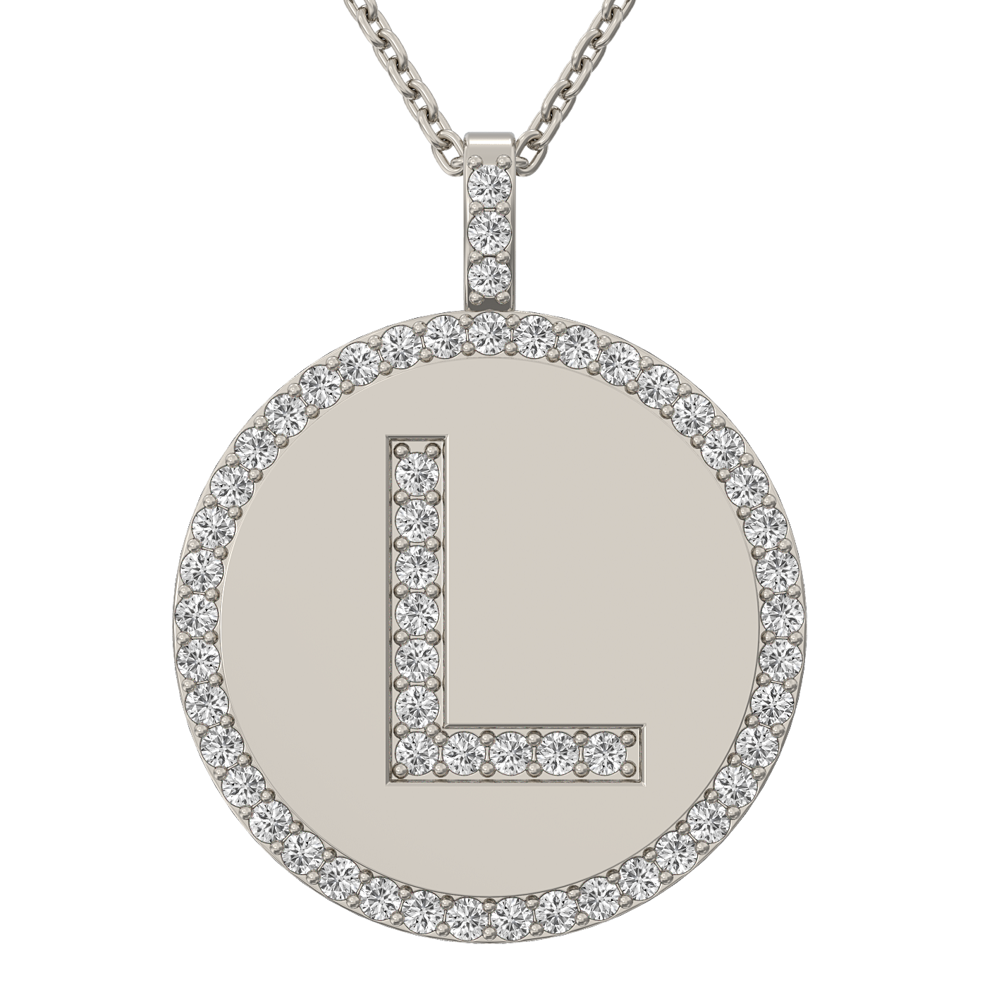 Diamond initial pendant 14K white/yellow/rose P943-19mm