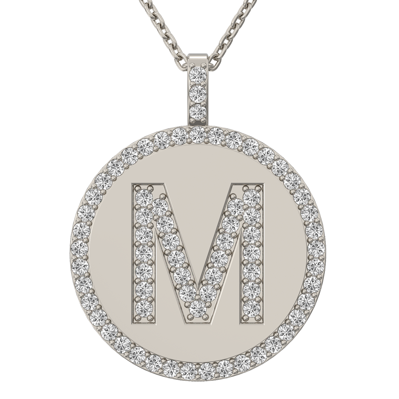 Diamond initial pendant 14K white/yellow/rose P943-19mm