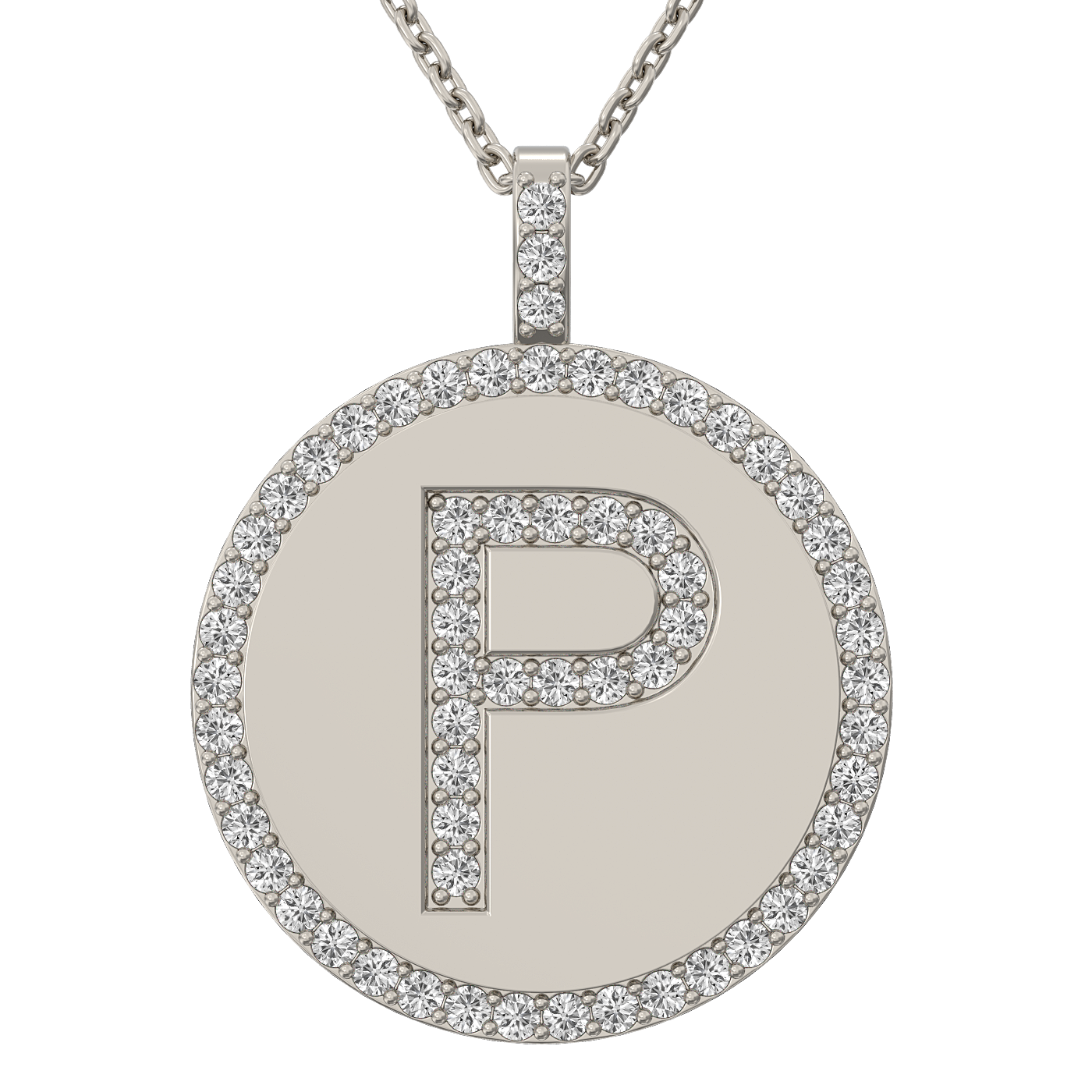 Diamond initial pendant 14K white/yellow/rose P943-19mm