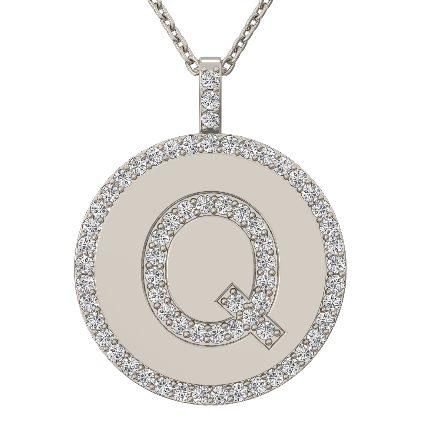 Diamond initial pendant 14K white/yellow/rose P943-19mm