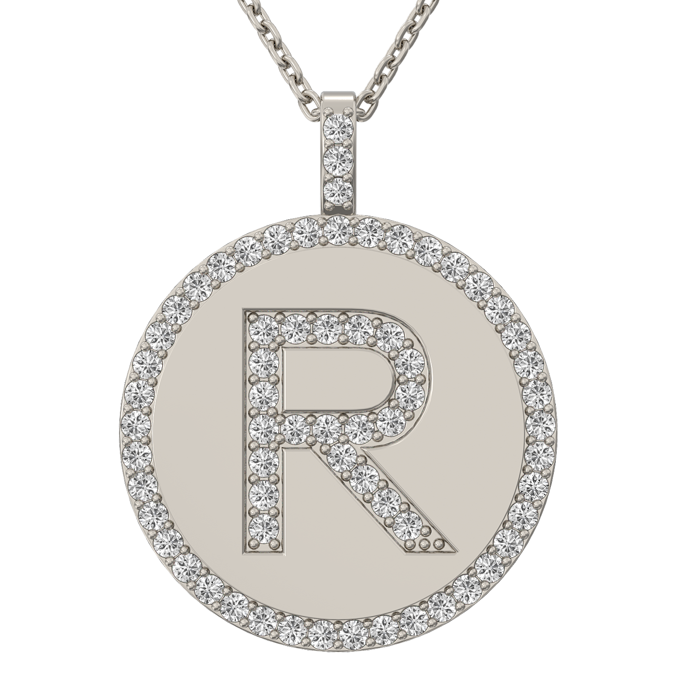 Diamond initial pendant 14K white/yellow/rose P943-19mm