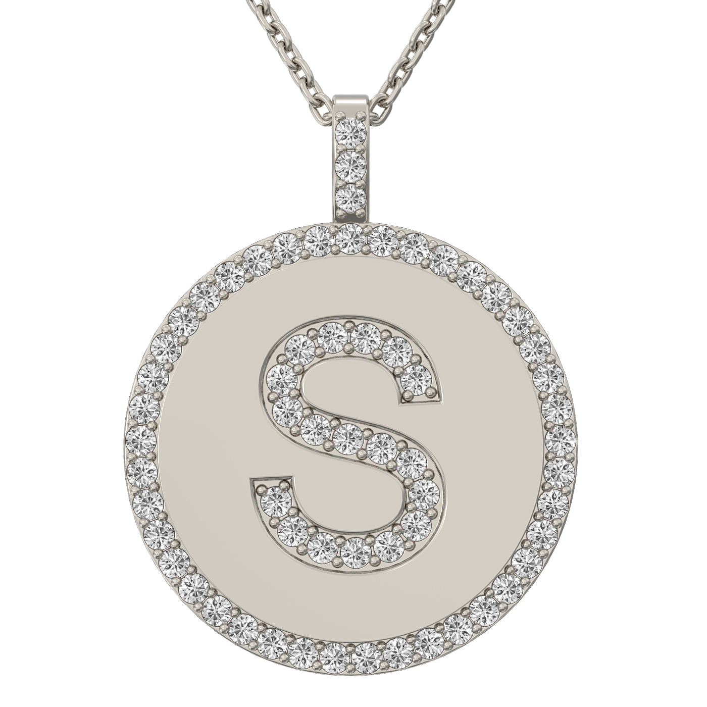 Diamond initial pendant 14K white/yellow/rose P943-19mm