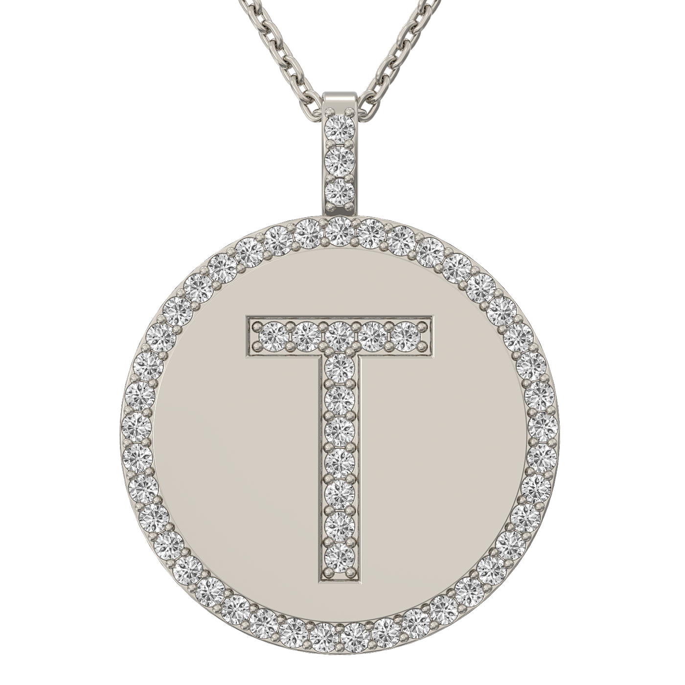 Diamond initial pendant 14K white/yellow/rose P943-19mm