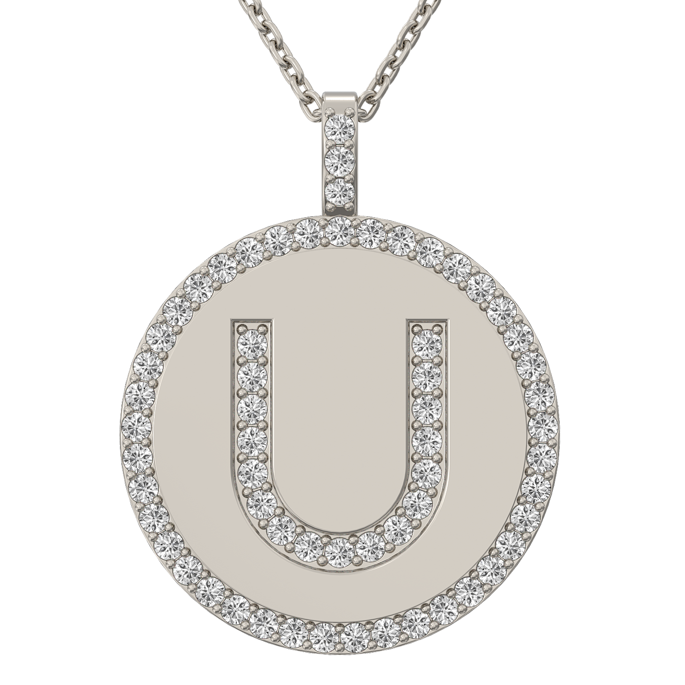 Diamond initial pendant 14K white/yellow/rose P943-19mm