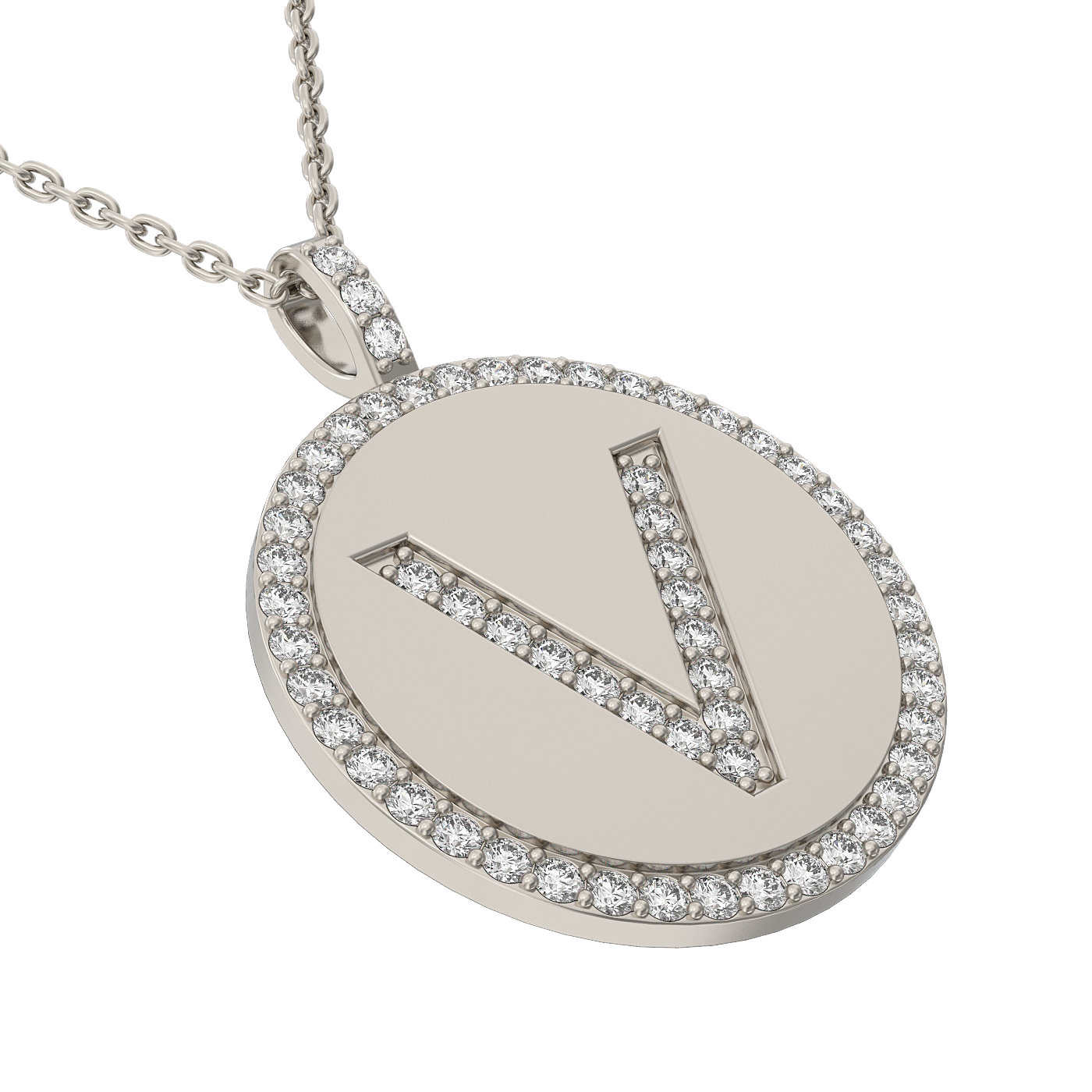 Diamond initial pendant 14K white/yellow/rose P943-19mm