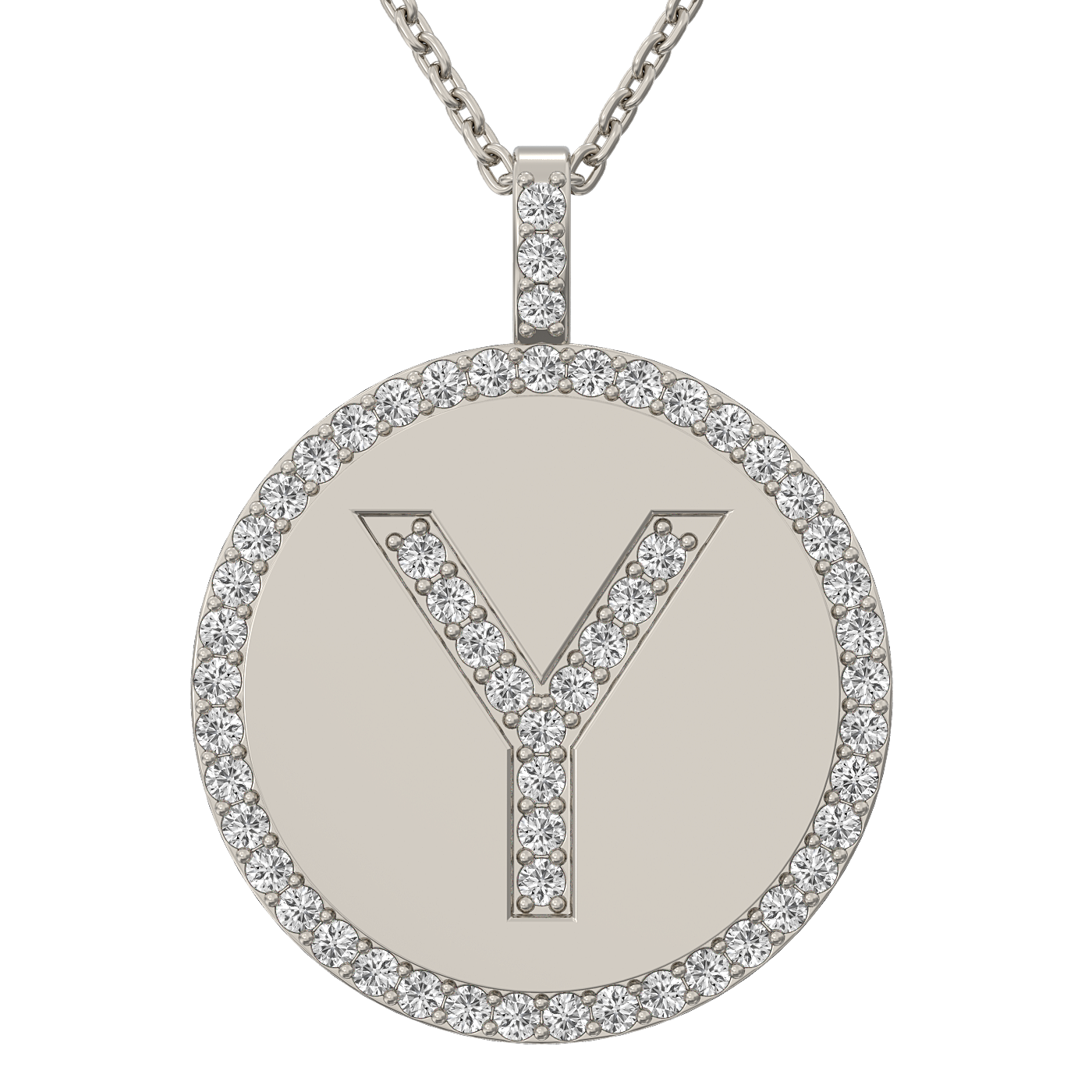 Diamond initial pendant 14K white/yellow/rose P943-19mm