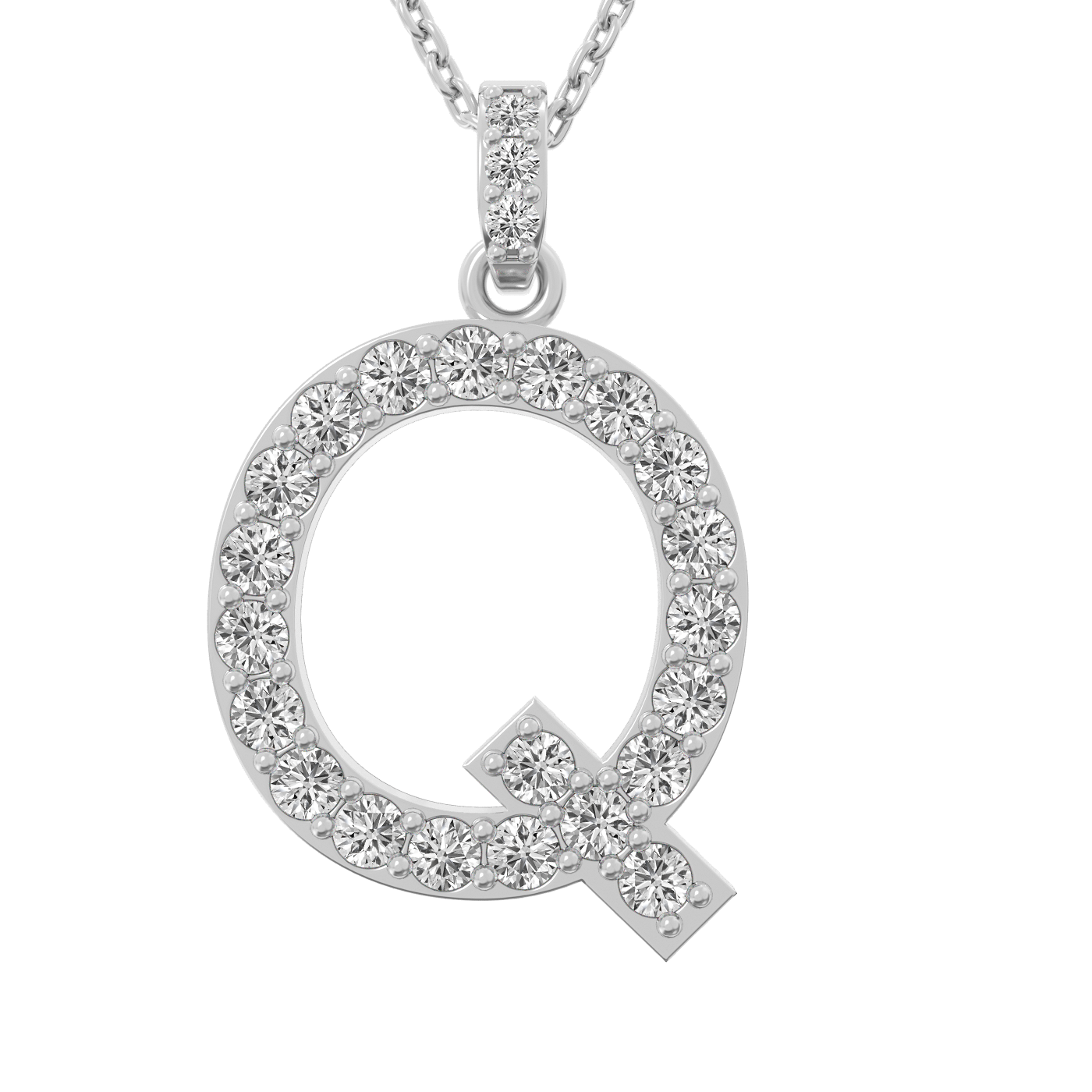 Diamond initial pendant 14K white/yellow/rose P1222-26mm