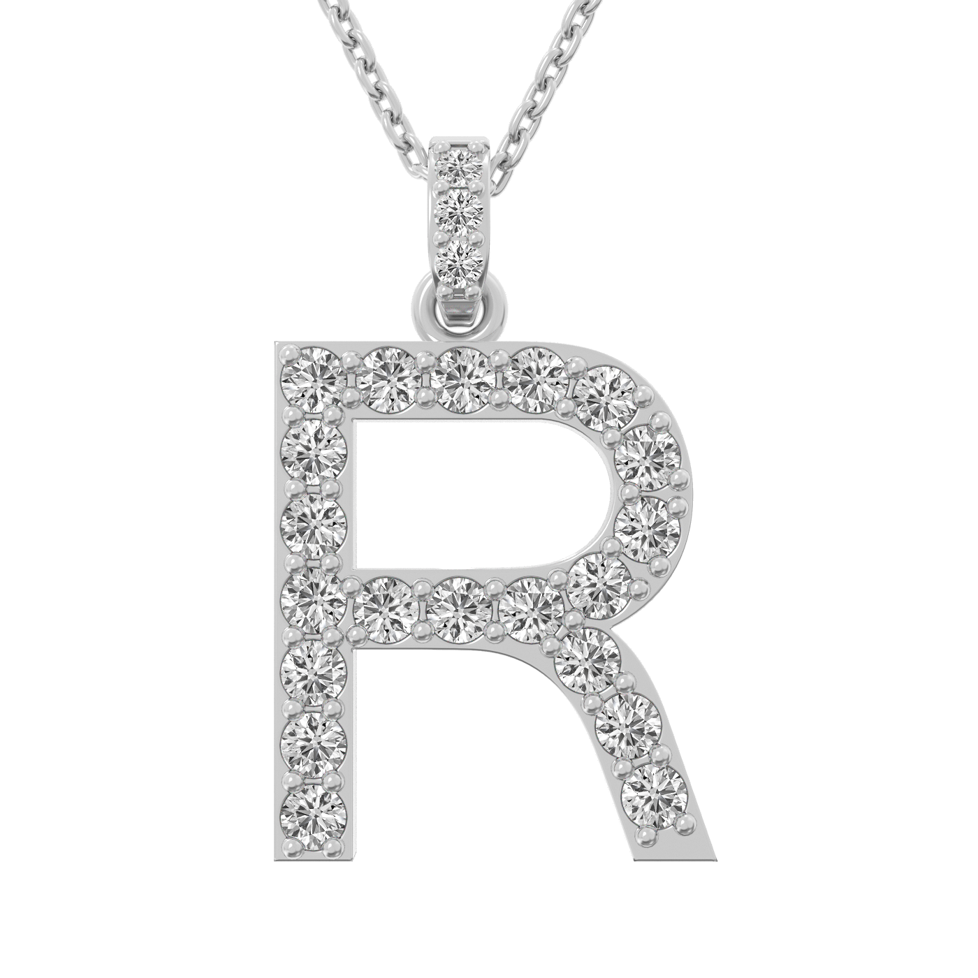 Diamond initial pendant 14K white/yellow/rose P1222-26mm