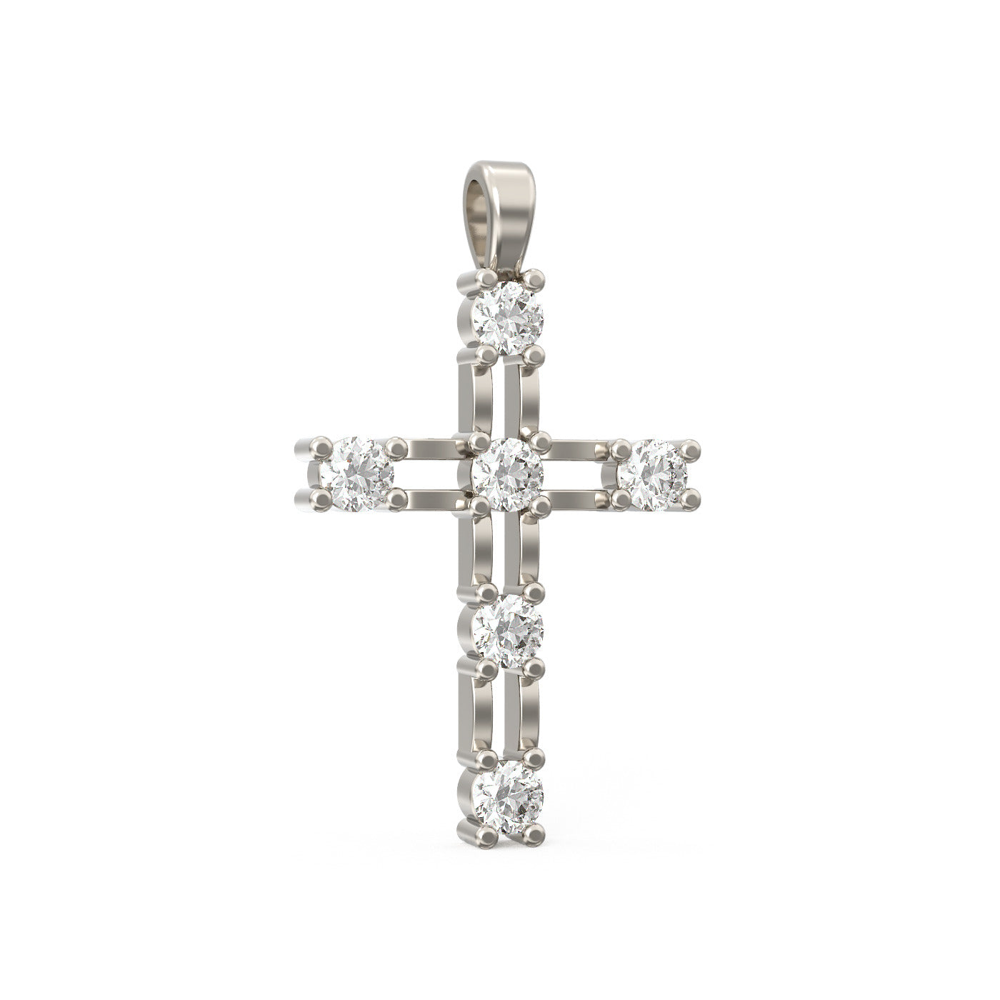 Diamond cross necklace pendant 14k white gold RP104-3