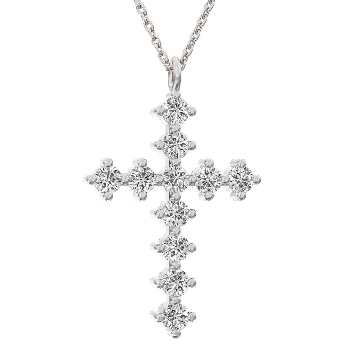 Diamond cross necklace pendant 14k white gold RP107