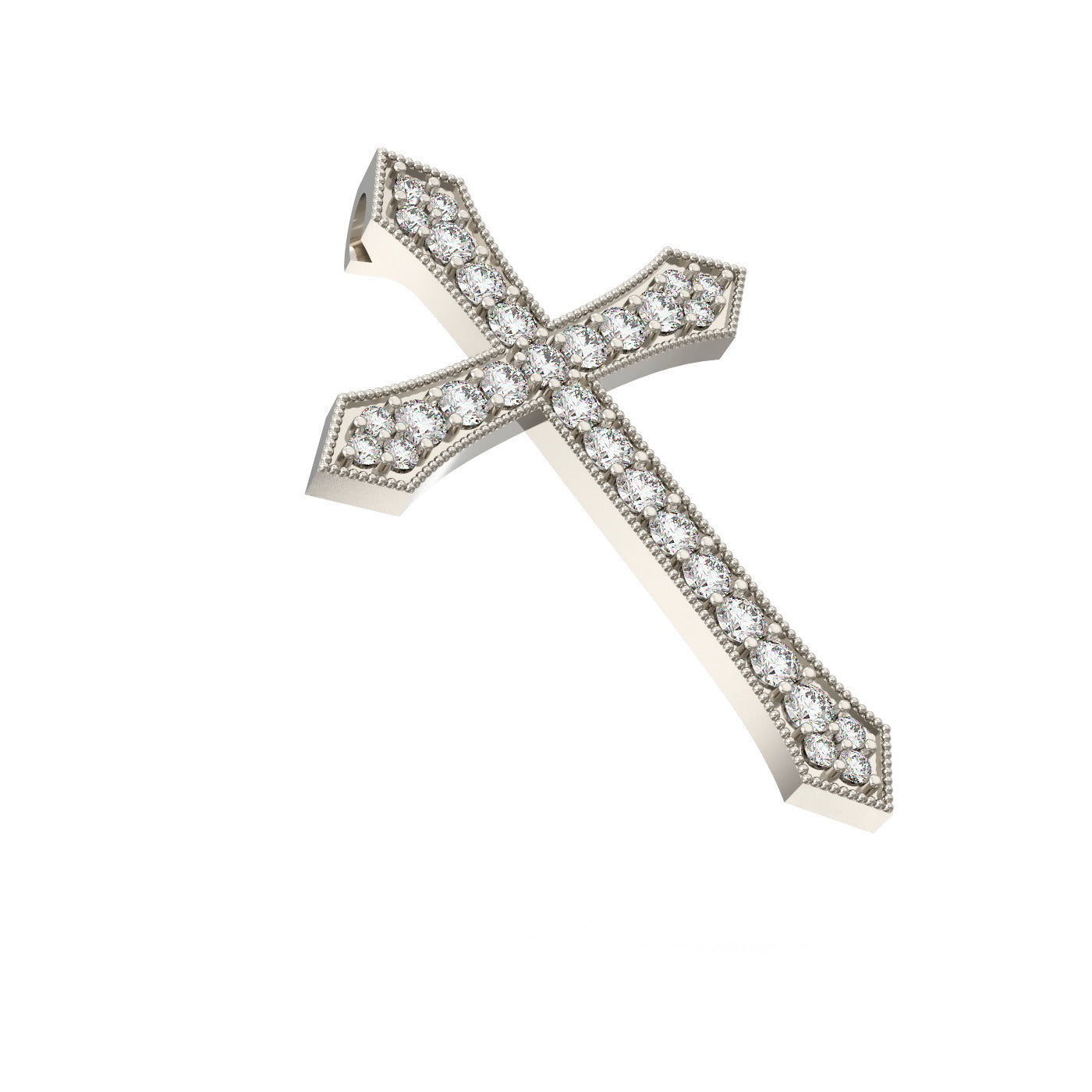 Diamond cross necklace pendant 14k white gold RP116