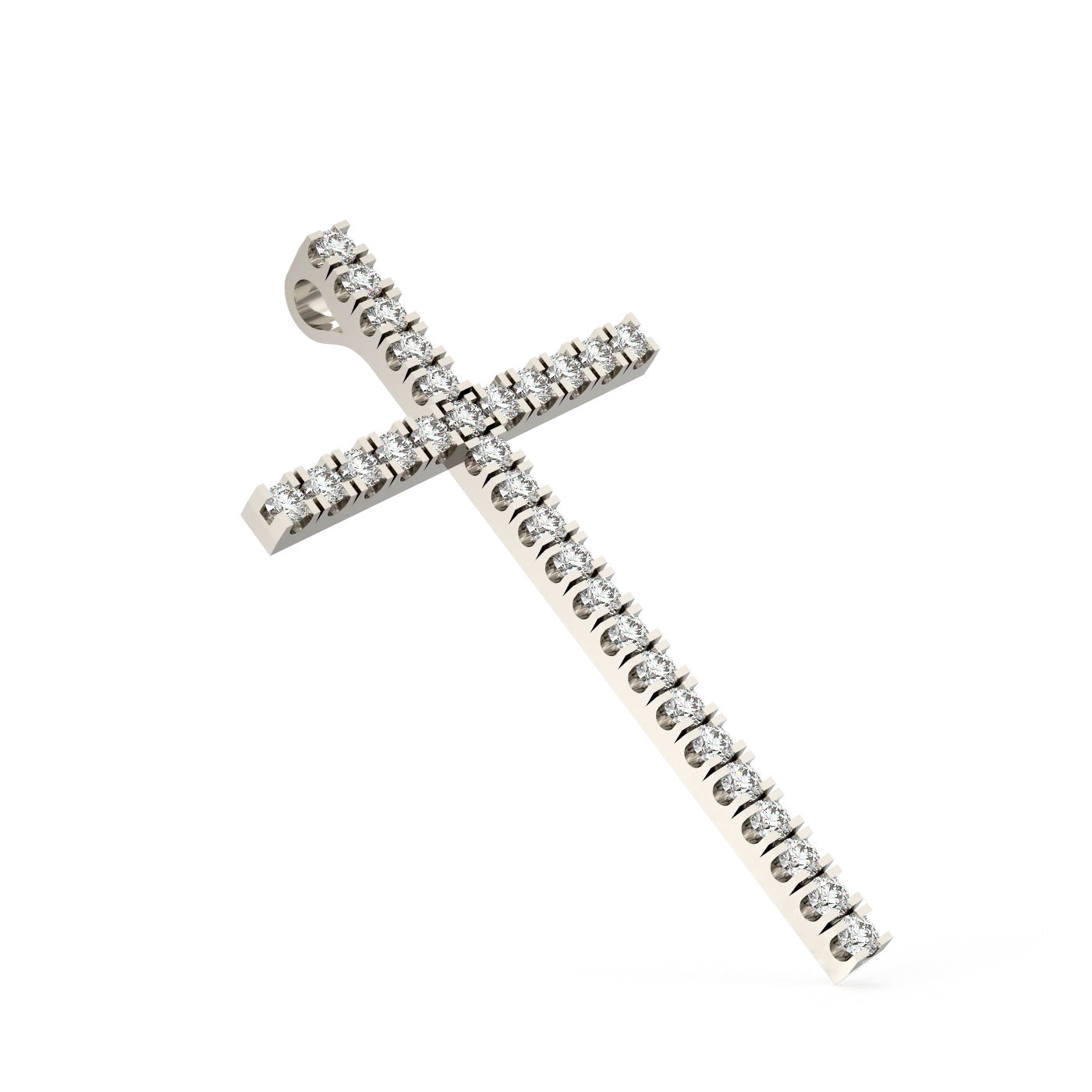 Diamond cross necklace pendant 14k white gold RP120-1